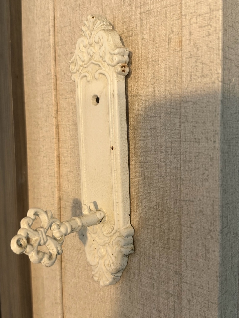 Cream  wrought iron decorative wall hook